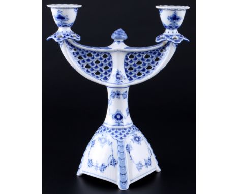Royal Copenhagen Musselmalet Vollspitze Kerzenständer 1169, full lace candlestick 1st choice,Porzellan, Dänemark, Dekor Musse