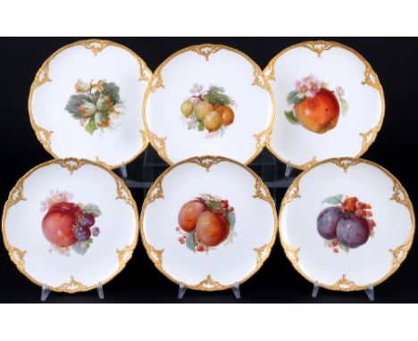 KPM Berlin Obstmalerei 6 Kuchenteller, 1913-1915, dessert plates,Porzellan, Königliche Porzellanmanufaktur Berlin, blaue Zept