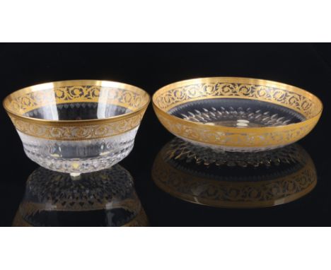 St. Louis Thistle Gold 2 Schalen, finger bowls,Kristall, Frankreich, Serie Thistle Gold, mit Ätzmarke, 1x Schale H 5 cm x D 1