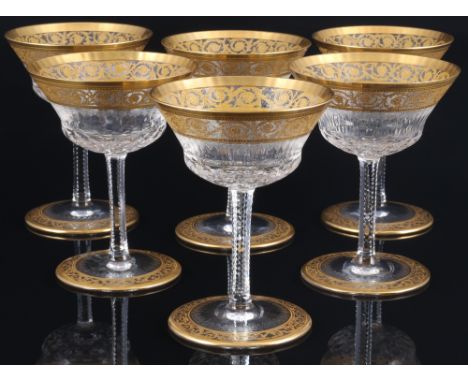 St. Louis Thistle Gold 6 Champagnerschale , champagne bowls,Kristall, Frankreich, Serie Thistle Gold, teils mit Ätzmarke, 6x 