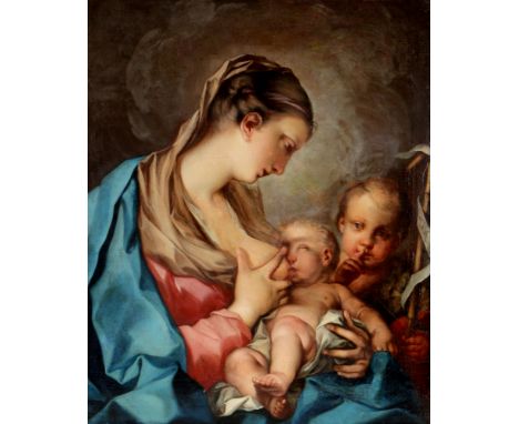 Italien Altmeister 18. Jahrhundert Maria lactans, italian old master 18th century breastfeeding Madonna,Öl/Leinwand (auf Plat