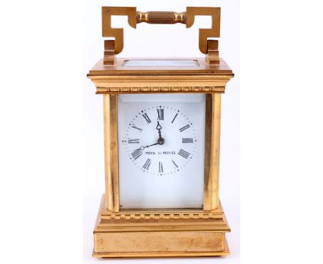 Reiseuhr Frankreich, Offiziersuhr, french brass carriage clock,Messing, Frankreich, Emailzifferblatt mit röm. Ziffern, umlauf