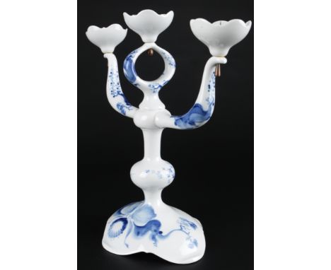 Meissen Orchidee auf Ast Kerzenständer, candlestick,Porzellan, blaue Schwertermarke mit zwei Schleifstrichen 2. Wahl, Dekor O