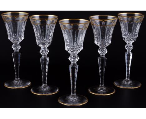 St. Louis Excellence 5 große Wassergläser, crystal water glasses,Kristall, Frankreich, am Boden mit Ätzstempel, Serie Excelle