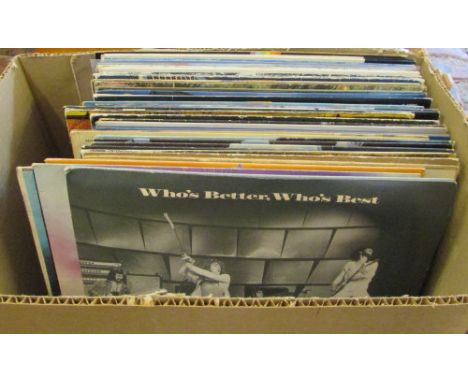 Box of approximately 30 LPs including The Rolling Stones, The Who, Cat Stevens and Supertramp