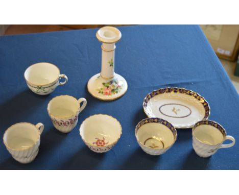 Late 18th century Worcester porcelain tea cup, tea bowl and spoon tray, Flight (Worcester) tea cup and bowl, an early 19th ce