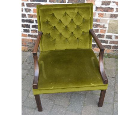 19th century button back open arm chair