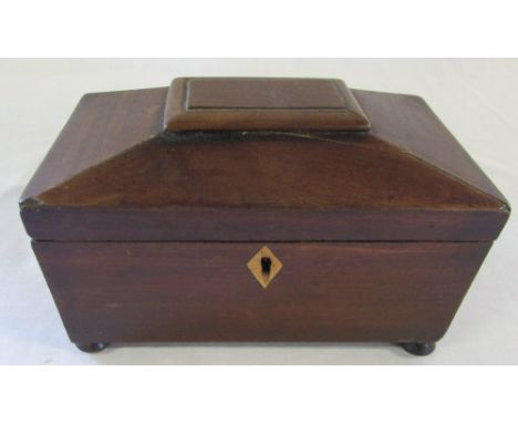 Sarcophagus shaped wooden tea caddy