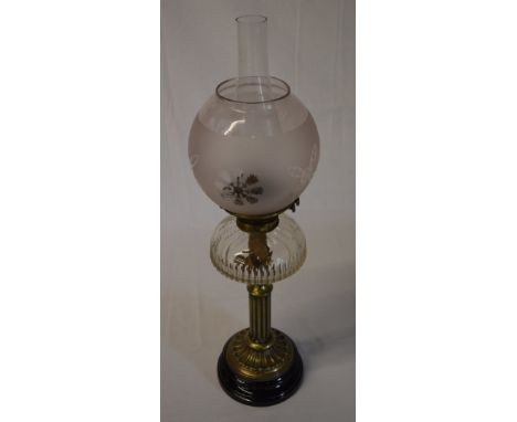 Paraffin lamp with glass shade