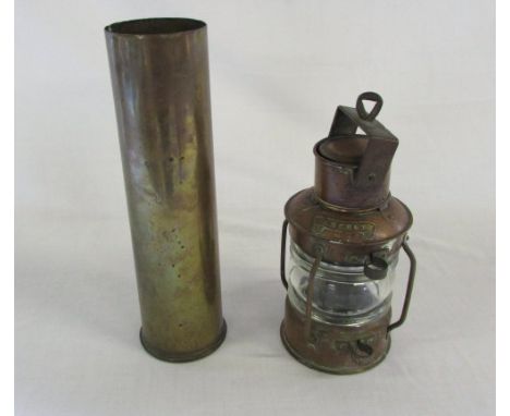 1916 WWI shell case & an Anchor copper ships lamp
