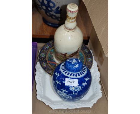 A Wade Famous Grouse highland Decanter depicting Grouse in the heather, a display Plate 'Germany Villeroy and Boch', The Russ