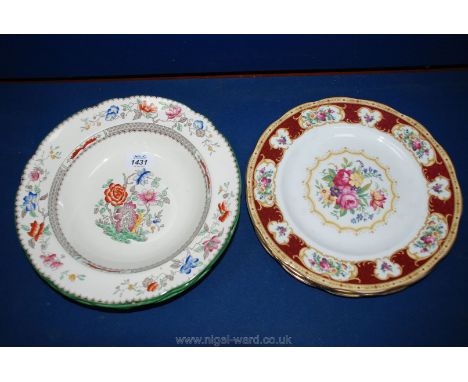 A quantity of Copeland Spode 'Chinese Rose' dishes, four Royal Albert plates, etc
