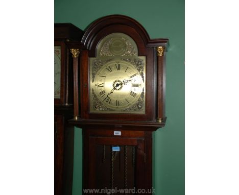 A modern Oak cased Longcase Clock, marked Tempus Fugit, Richard Broad, Bodmin, Cornwall, having domed top hood, single pane g