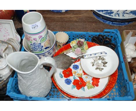 A quantity of china including Portmeirion plate, Poole vase, white Portmeirion jug, Royal Worcester plate, etc.