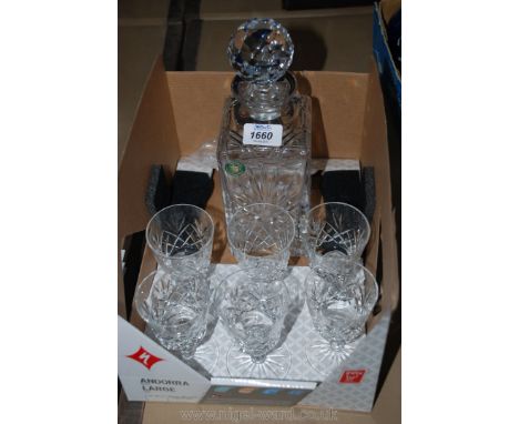 A Welsh Royal Crystal Decanter and six matching glasses