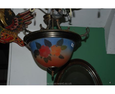 A floral decorated Ceiling Light with glass shade