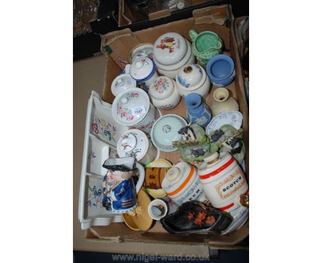 A good quantity of china including a Poole divided tray, miscellaneous Jasperware, Leonardo Country Friends, two Wade Gilbrey