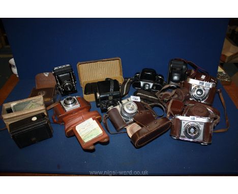 A Coronetta folding pocket Camera, Helena Paulette Camera, Kodak Retinette Camera, Zeiss Camera and folding Ensign junior Cam