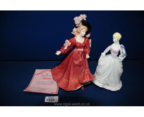 A Royal Doulton figure of the year 'Patricia' available during the year 1993 modelled by Valerie Ann along with a Royal Worce