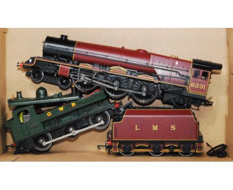 Unboxed Hornby LMS maroon 'Princess Elizabeth' engine and tender (G) and a GWR pannier tank engine (G)