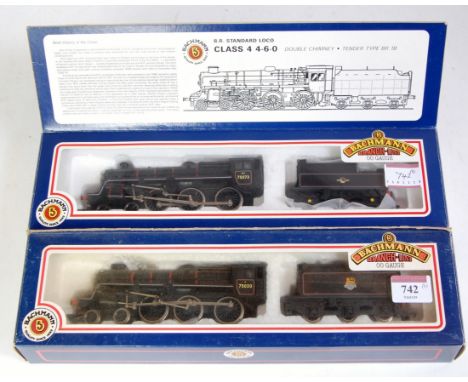 Two Bachmann standard class 4 4-6-0 locos and tenders, 31-102 No. 75073 and 31-103 75020, both (G-BF) with graffiti
