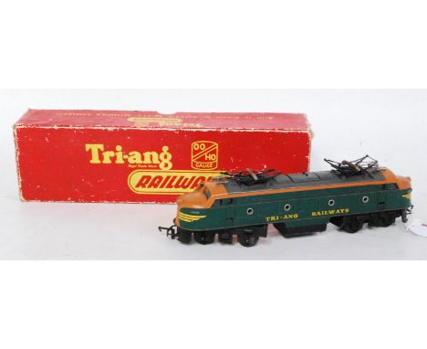 A Triang TC series R257 double ended electric locomotive green/orange repair required to one pantograph, both pantos need cle