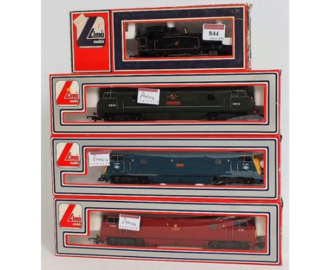 3 Lima Warship diesel locomotives 'Dragon' BR blue, 'Rapid' BR maroon, and 'Sharpshooter' BR green (all NM-BNM), and a BR bla