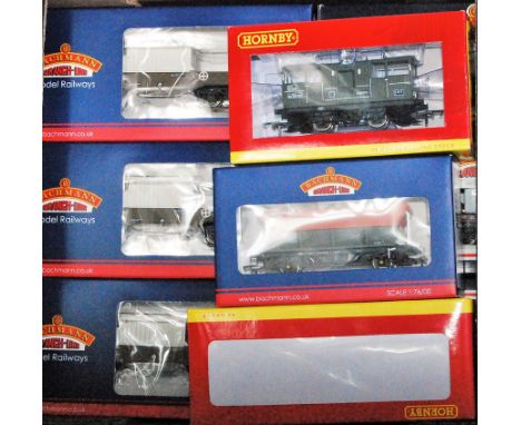 A collection of 15 wagons by Bachmann and Hornby including 6 38-346 Nuclear Flask wagons, 6 flat wagons with motor car loads,