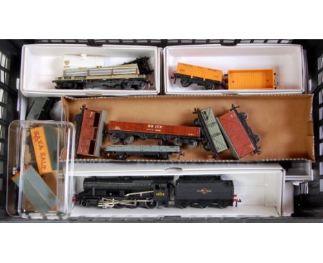 Approx 38 Hornby Dublo D1 and SD6 wagons mix of metal and plastic wheels, together with a 2-rail class 8F engine and tender (