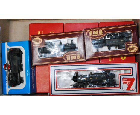 7 GWR tank engines 3x Hornby 0-6-0 pannier tank engines (G-BG), 3x Airfix 1400 tank engines and a Lima small pannier tank eng