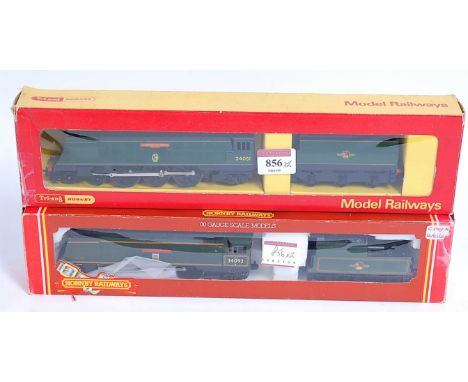 Hornby R356S/R38 Winston Churchill engine and tender (G-BG) and a similar repainted as S4092 'City of Wells' (GR-BG)