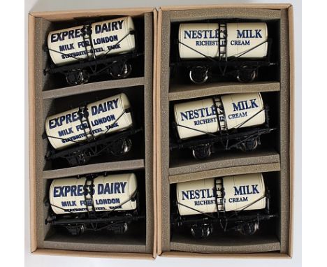 Two boxes each three ACE trains milk tankers set B 3 x Express Dairy and set C 3 x Nestles Milk (m-BNM)