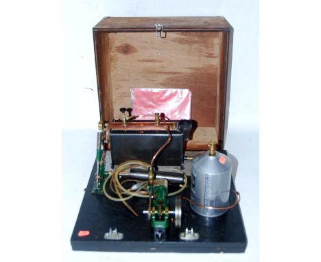 A Stuart Turner gas powered live steam stationary steam plant comprising of a Stuart Turner 500 brass and copper gas powered 