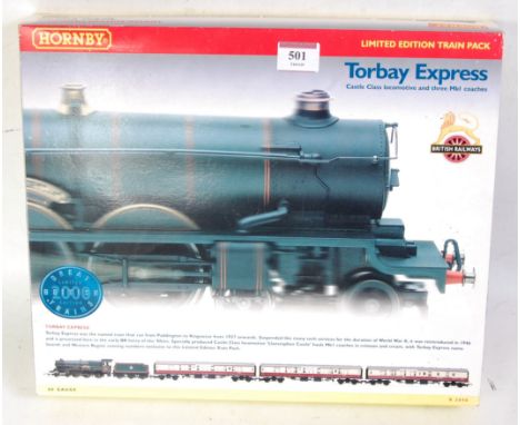 A Hornby R2090 'Torbay Express' train pack containing 'Llanstephan Castle' engine and tender and 3 BR red/cream Mk1 coaches w