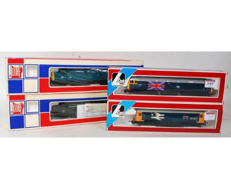 Four more diesel locomotives Jouef green D208 (G-BG) blue D285 (G-BF) Lima BR blue large logo 73142 (NM-BNM) and BR blue with