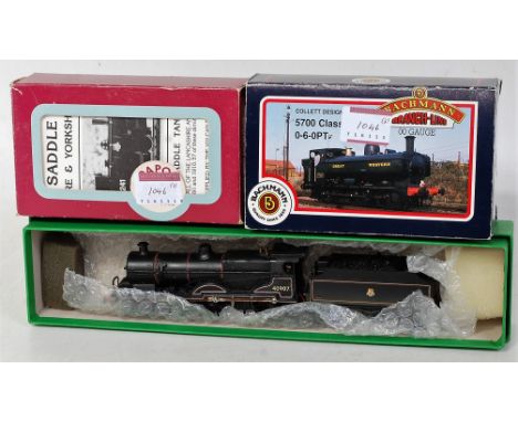Three locos: Hornby Compound 4-4-0 lined black BR 40907 some light weathering with Fowler tender, with Dapol BR black 0-4-0 P