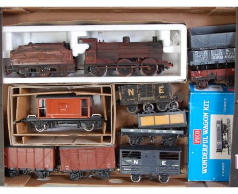 Large tray containing Corgi for Bassett Lowke LNER 20 ton goods brake van, battery operated rear light(VG-BVG), Mill NE open 