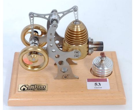 A Bohm, HP11 hot air Stirling little pump engine, nicely finished kit comprising of stainless steel and brass components hous