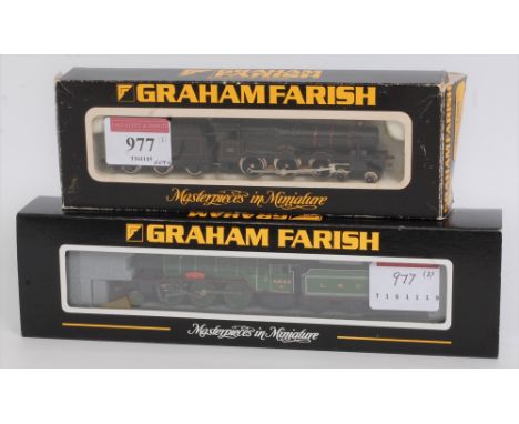 Two Graham Farish 'N' gauge locos and tenders by Bachmann 372-062 V2 4844 Coldstreamer LNER Doncaster green (M-BM) 1405 Mere 