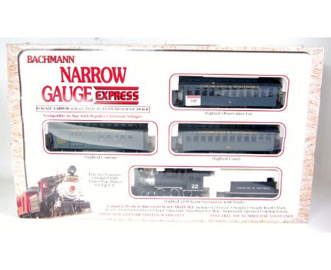A Bachmann ON30 Colorado &amp; Southern passenger train set containing 2-6-0 engine and tender, 3 passenger cars and oval of 