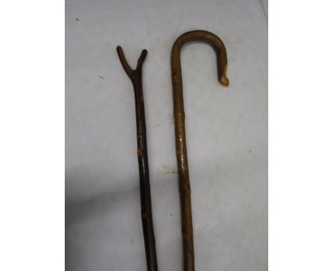 A hazel Thumb stick and shepherds crook