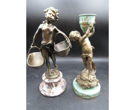 2 Bronze Maidens 'Morning Dew' and 'Evening Dew' 38cmH