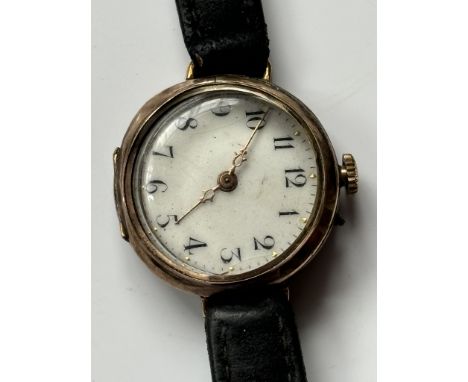 Vintage Jaeger leCoutre ladies watch, possibly originally a pocket watch converted to a wristwatch with enameled face rose go