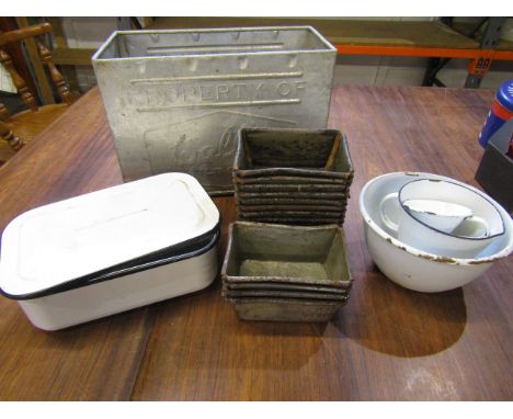 Vintage walls tin, enamel wares and loaf tins