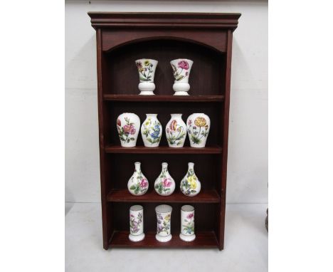 Spode miniature ceramic vases on display stand 37x66cm