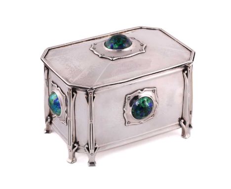 Manner of Jessie King (1875-1949), a fine Arts &amp; Crafts style silver table box / casket, circa 1900, unmarked, in the sty