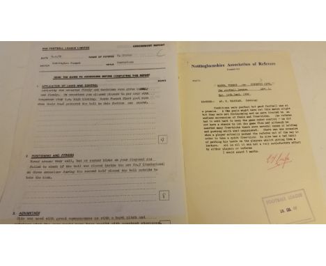 FOOTBALL, Nottingham Forest, 1960s-80s, inc. letters of match assessments, referees report etc., matches, v Arsenal 1965, v C