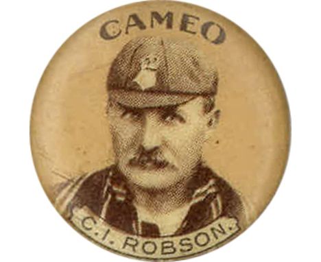 A.T.C., Cricketers, Robson, celluloid button (21mm dia.), Cameo paper insert, slight staining, G