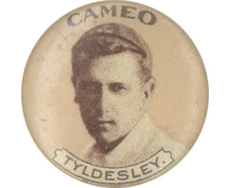 A.T.C., Cricketers, Tyldesley, celluloid button (21mm dia.), Cameo paper insert, slight staining, G