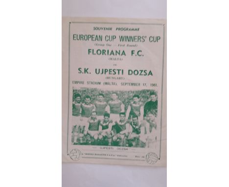 FOOTBALL, selection, inc. programmes (16), Floriana F.C. (Malta) v S.K. Ujpesti Dozsa (Hungary), 1961, England World Cup XI v